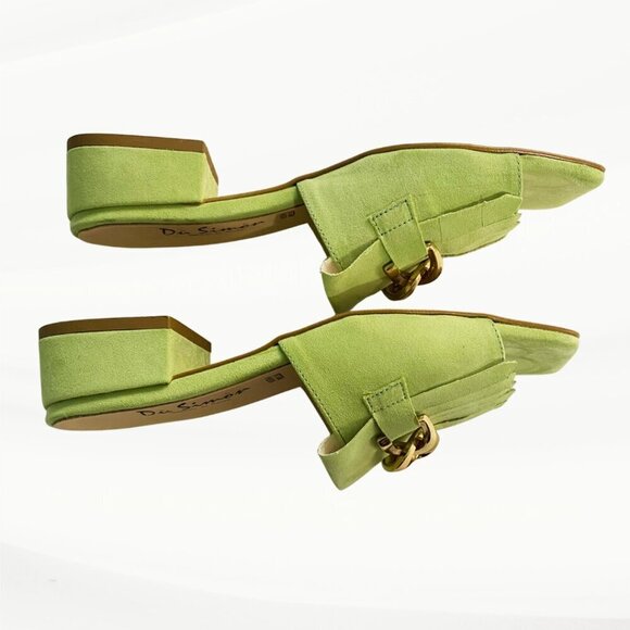 Vera Pelle Green Sandals with Gold Accents - Picture 6 of 12